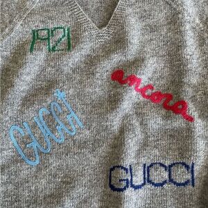 Gucci Gray Embroidered Sweater